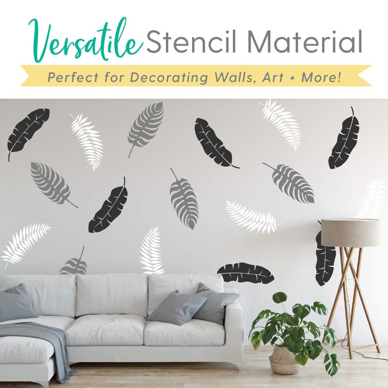 I Like That Lamp Leaf Stencils (3 Designs), Large Tropical Leaves Templates for Painting Floor/Wall/Tile/Furniture/Fabric/Wood, Each 14.5â€ x 5.85â€, Strong & Reusable, DIY Crafts, Made in America by Small Business - Image 3